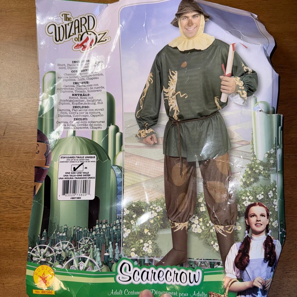 Rubies Wizard of Oz Scarecrow Costume Adult Standard Green Brown 887380